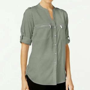 Calvin Klein Utility Button Down Blouse size Med